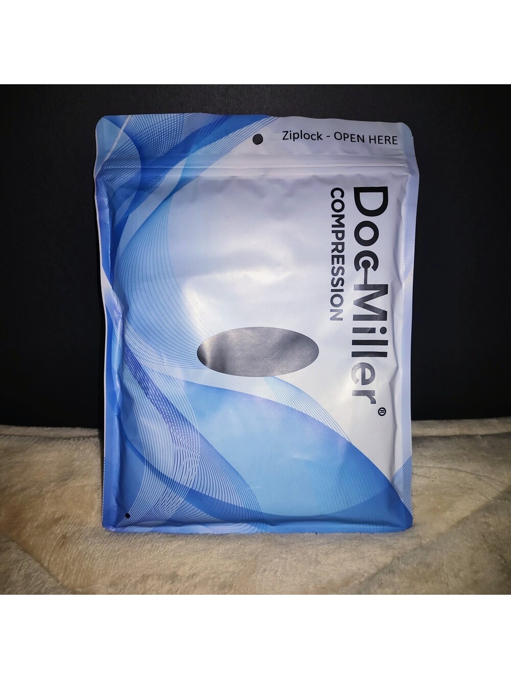 Doc Miller Thigh High Compression Socks 30-40 mmHg Open Toe Black Large 1 Pair